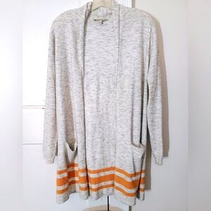 Gray Striped Open Front Cardigan